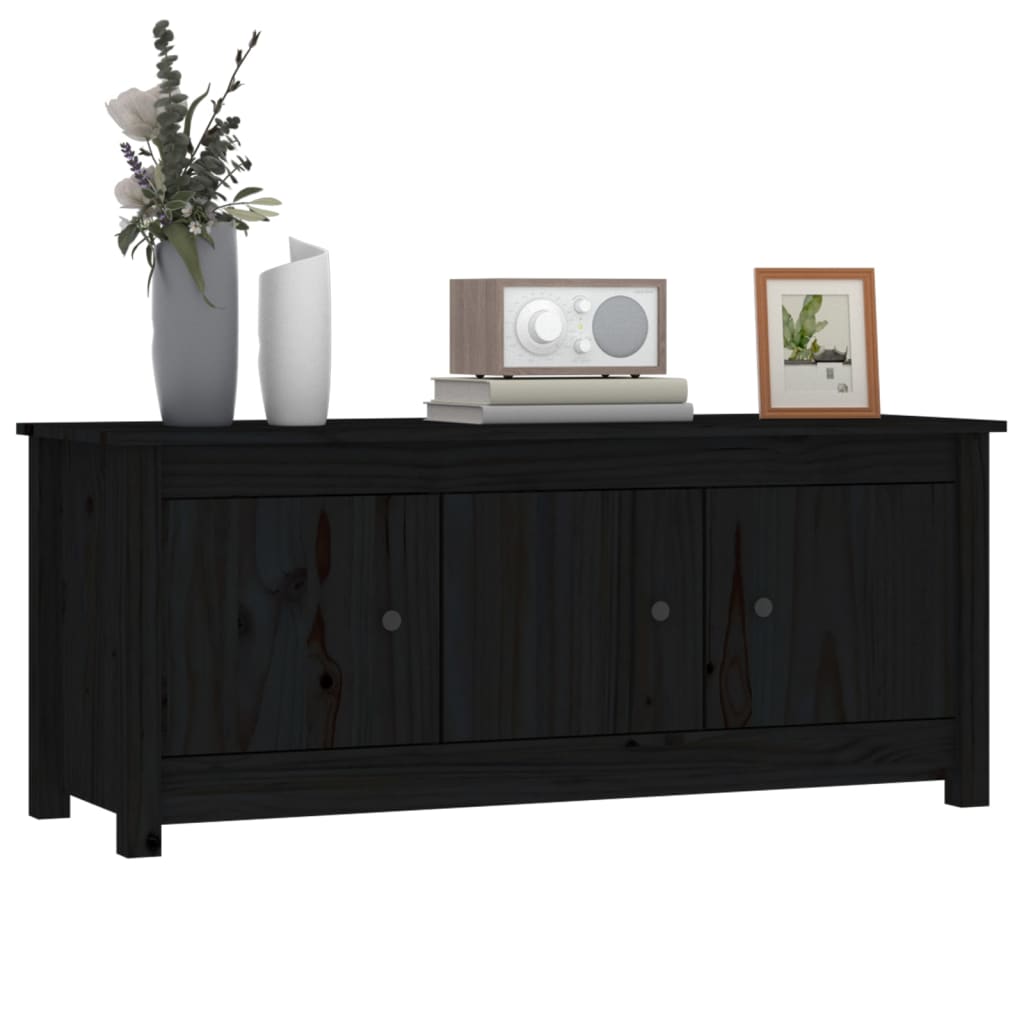 Berkfield Shoe Cabinet Black 110x38x45.5 cm Solid Wood Pine