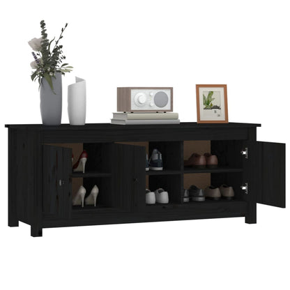 Berkfield Shoe Cabinet Black 110x38x45.5 cm Solid Wood Pine