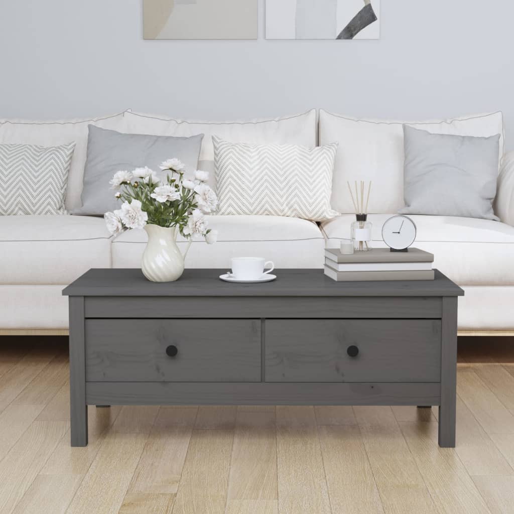 Berkfield Coffee Table Grey 100x50x40 cm Solid Wood Pine