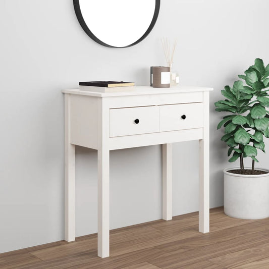 Berkfield Console Table White 70x35x75 cm Solid Wood Pine
