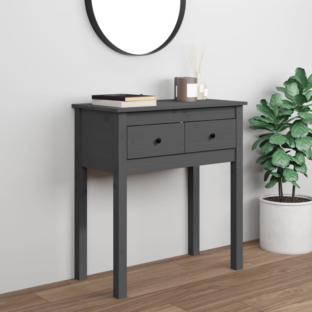 Berkfield Console Table Grey 70x35x75 cm Solid Wood Pine