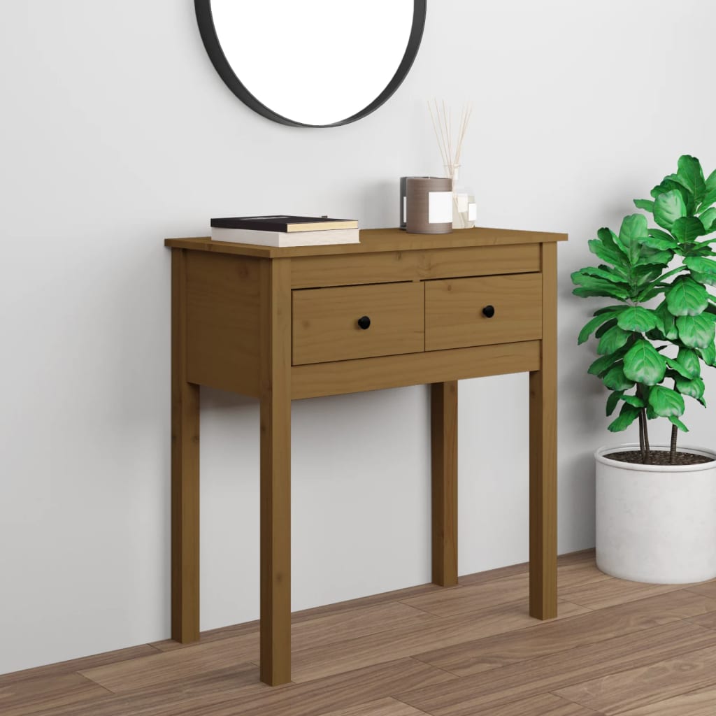 Berkfield Console Table Honey Brown 70x35x75 cm Solid Wood Pine