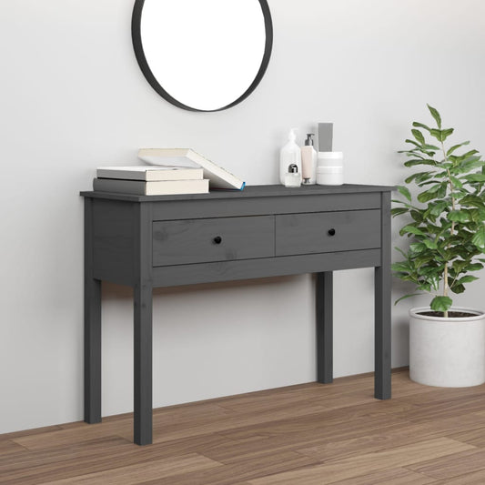 Berkfield Console Table Grey 100x35x75 cm Solid Wood Pine