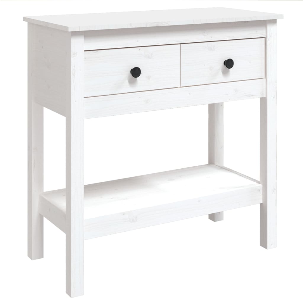 Berkfield Console Table White 75x35x75 cm Solid Wood Pine