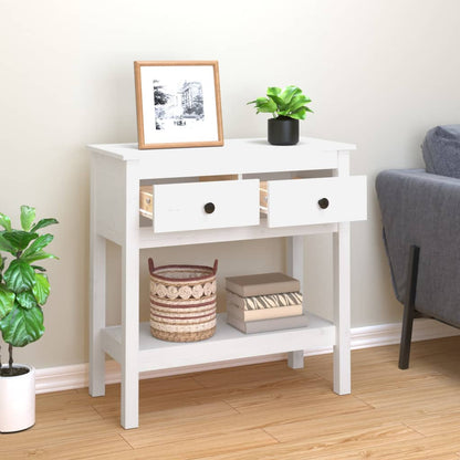 Berkfield Console Table White 75x35x75 cm Solid Wood Pine