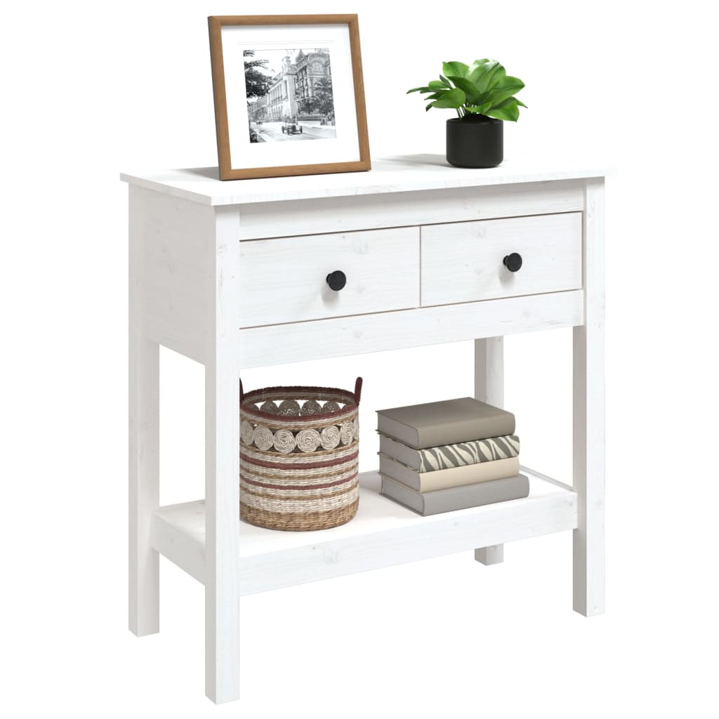 Berkfield Console Table White 75x35x75 cm Solid Wood Pine