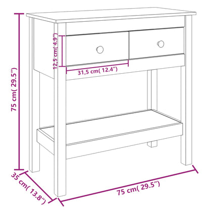 Berkfield Console Table White 75x35x75 cm Solid Wood Pine