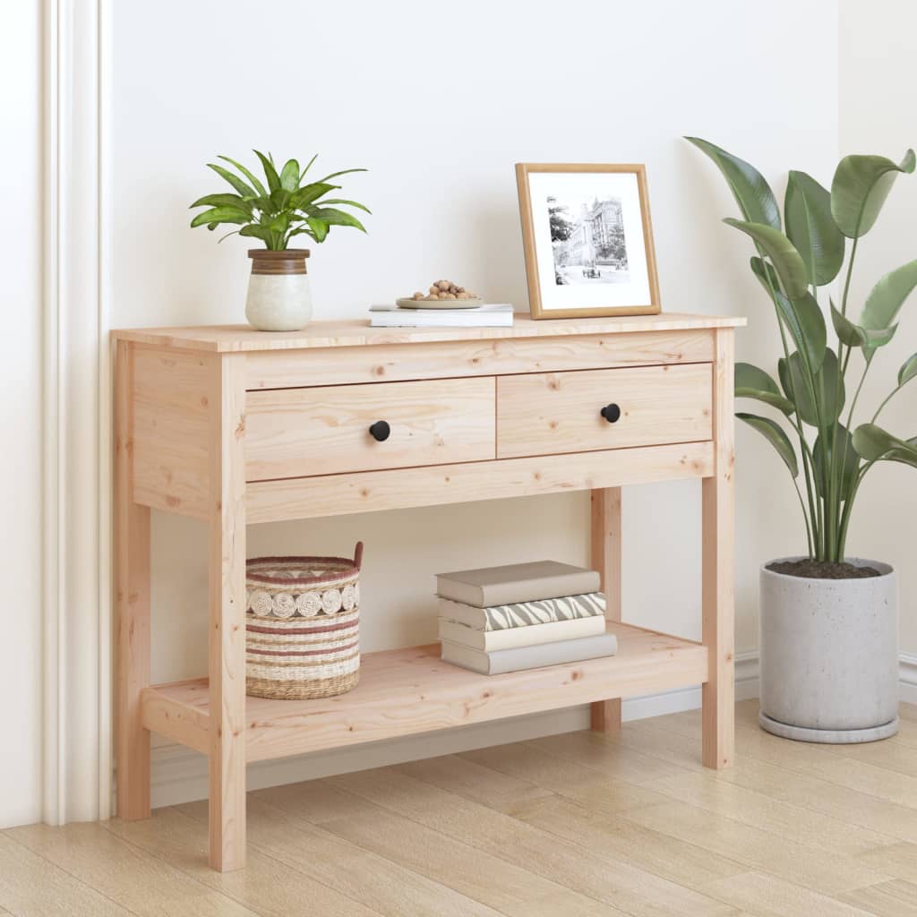 Berkfield Console Table 100x35x75 cm Solid Wood Pine
