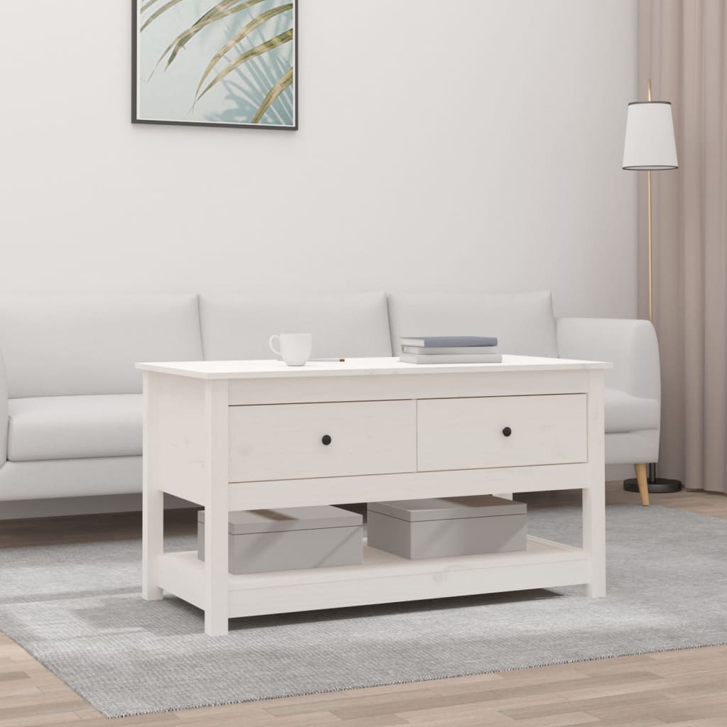 Berkfield Coffee Table White 102x49x55 cm Solid Wood Pine