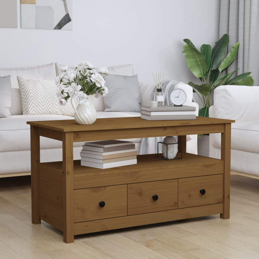 Berkfield Coffee Table Honey Brown 102x49x55 cm Solid Wood Pine