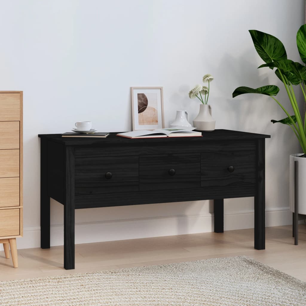 Berkfield Coffee Table Black 102x49x55 cm Solid Wood Pine