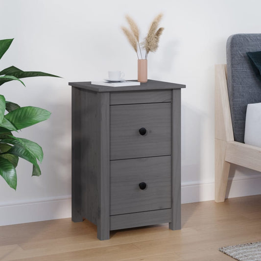 Berkfield Bedside Cabinet Grey 40x35x61.5 cm Solid Wood Pine