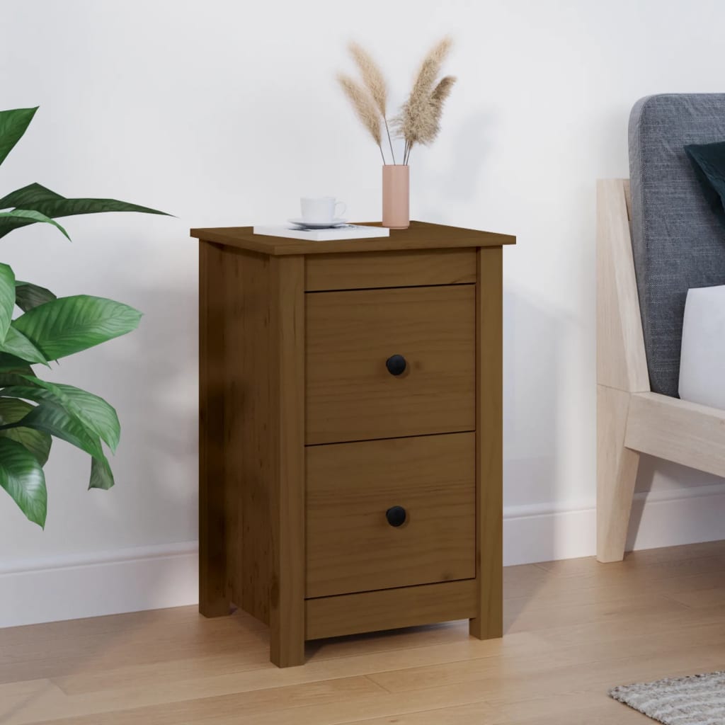 Berkfield Bedside Cabinet Honey Brown 40x35x61.5 cm Solid Wood Pine