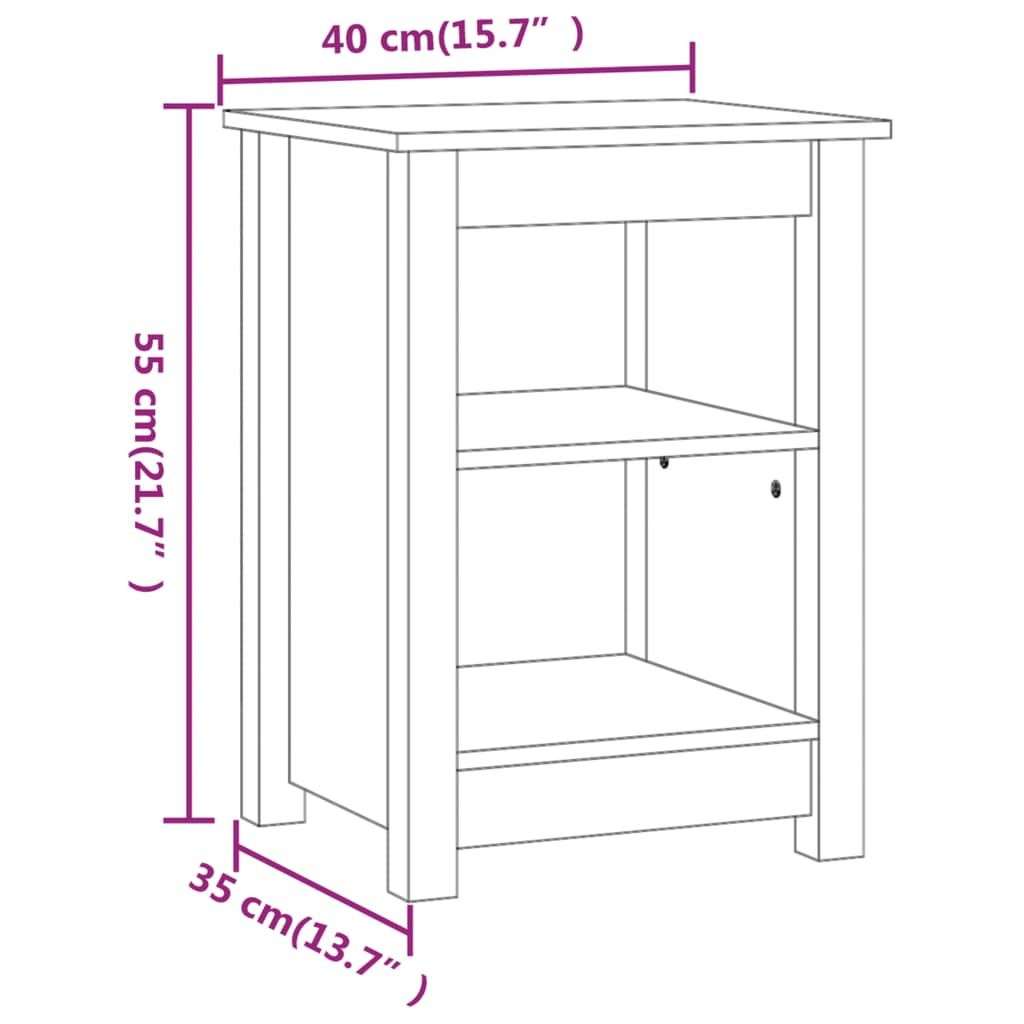 Berkfield Bedside Cabinet 40x35x55 cm Solid Wood Pine