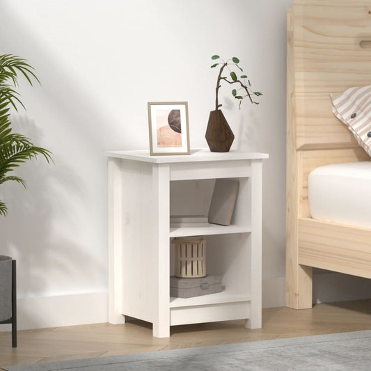 Berkfield Bedside Cabinet White 40x35x55 cm Solid Wood Pine