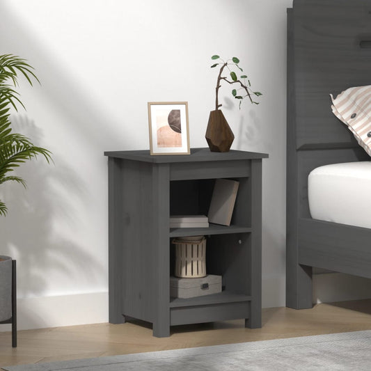 Berkfield Bedside Cabinet Grey 40x35x55 cm Solid Wood Pine
