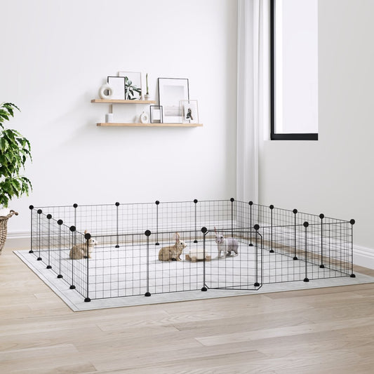 Berkfield 20-Panel Pet Cage with Door Black 35x35 cm Steel