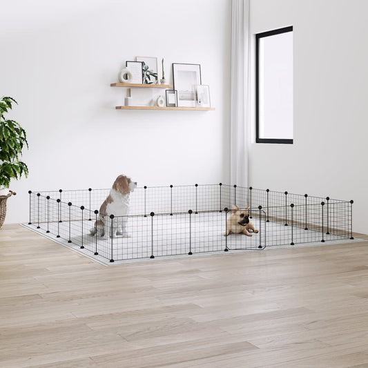 Berkfield 28-Panel Pet Cage with Door Black 35x35 cm Steel