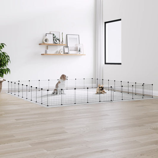 Berkfield 36-Panel Pet Cage with Door Black 35x35 cm Steel