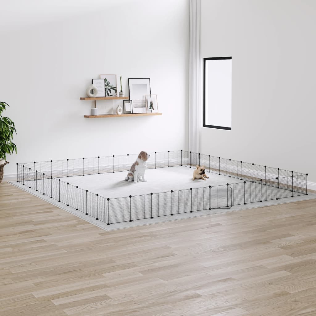 Berkfield 44-Panel Pet Cage with Door Black 35x35 cm Steel