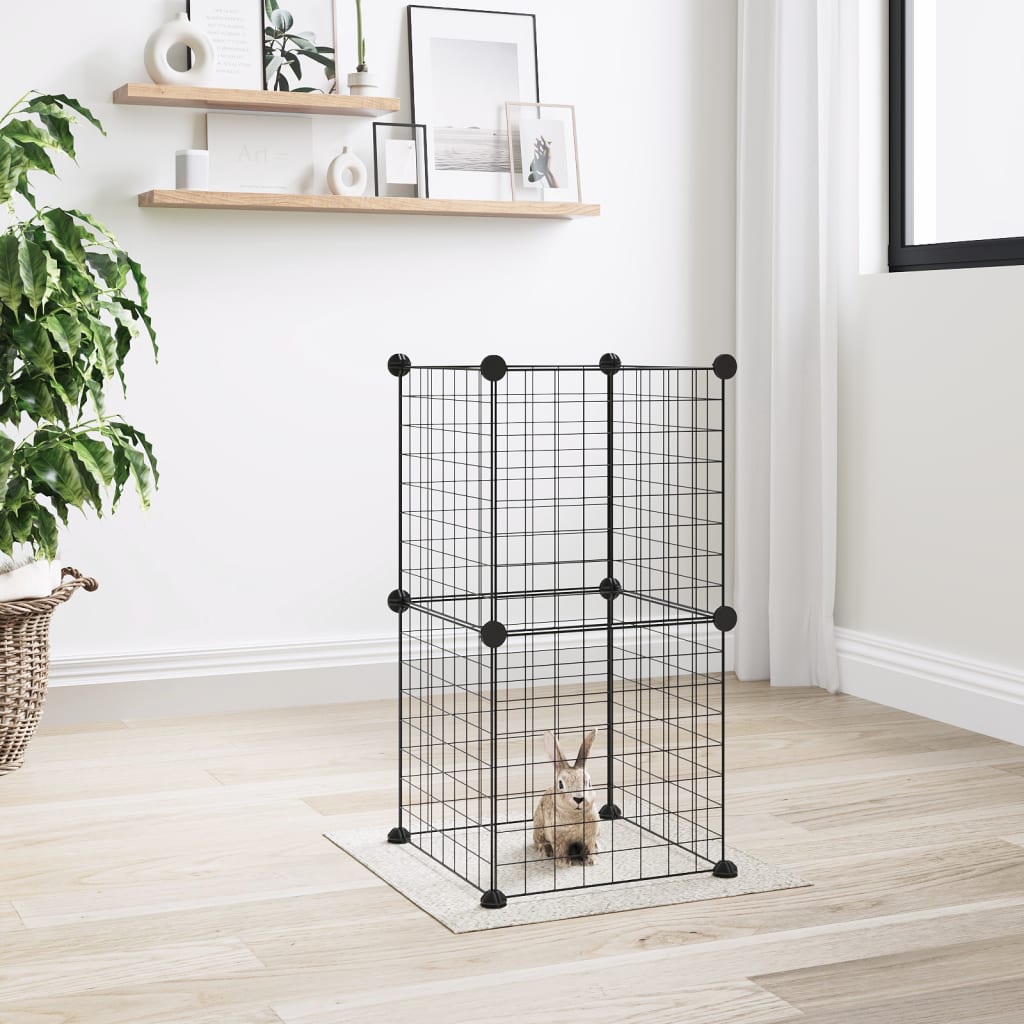 Berkfield 8-Panel Pet Cage Black 35x35 cm Steel