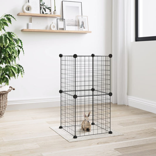Berkfield 8-Panel Pet Cage Black 35x35 cm Steel