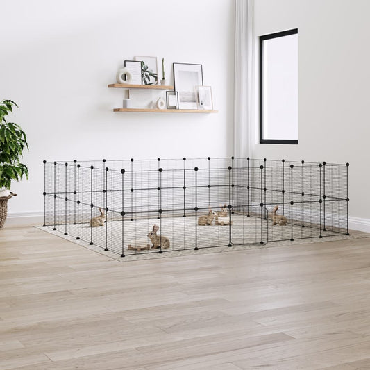 Berkfield 52-Panel Pet Cage with Door Black 35x35 cm Steel