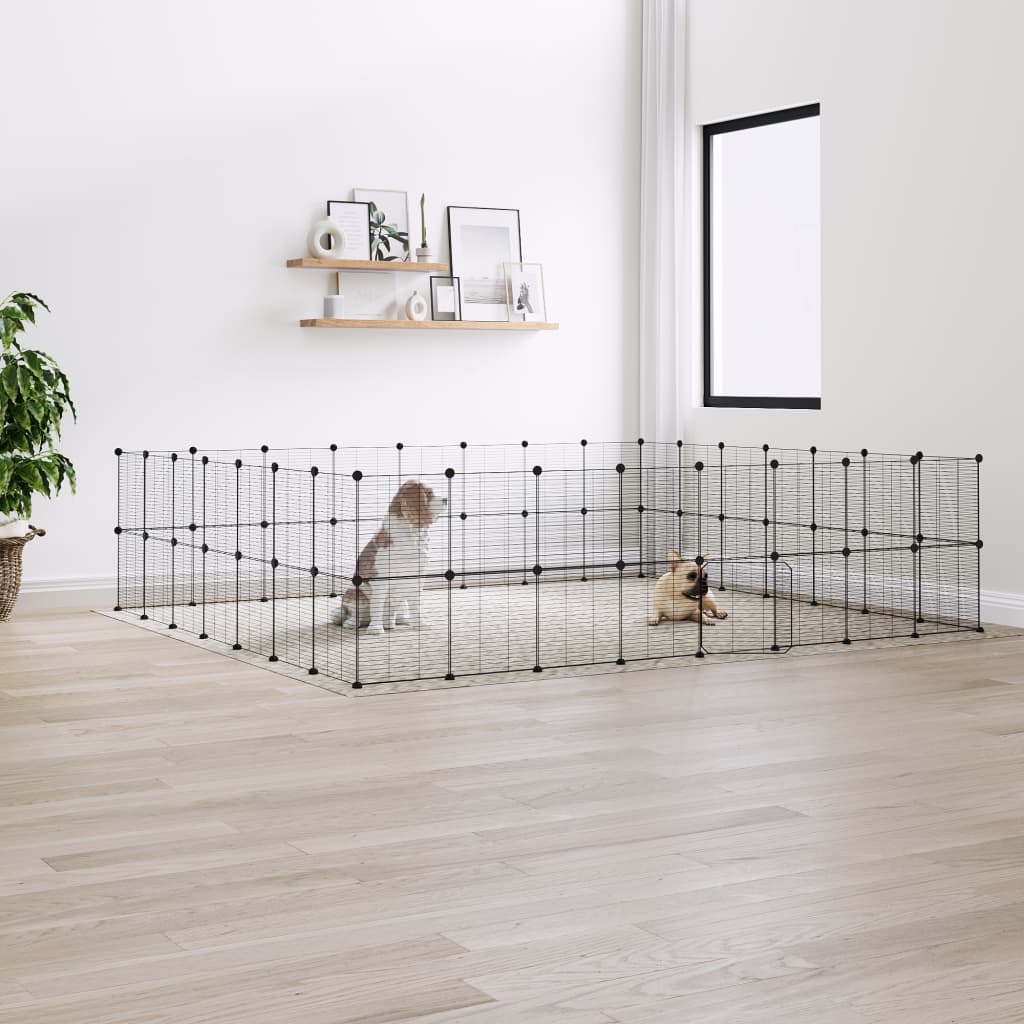 Berkfield 60-Panel Pet Cage with Door Black 35x35 cm Steel