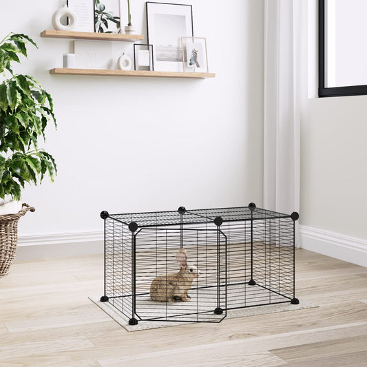Berkfield 8-Panel Pet Cage with Door Black 35x35 cm Steel