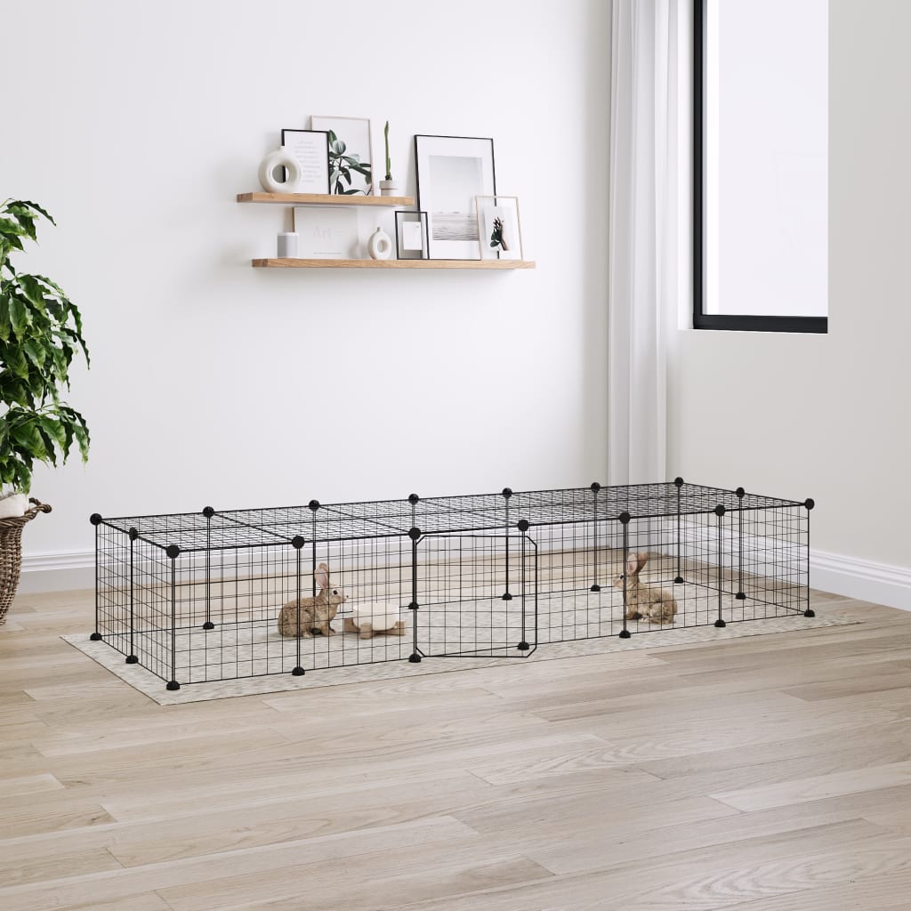 Berkfield 28-Panel Pet Cage with Door Black 35x35 cm Steel