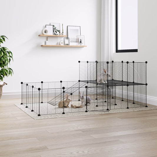 Berkfield 36-Panel Pet Cage with Door Black 35x35 cm Steel
