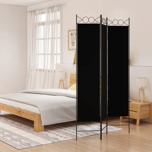 Berkfield 3-Panel Room Divider Black 120x200 cm Fabric