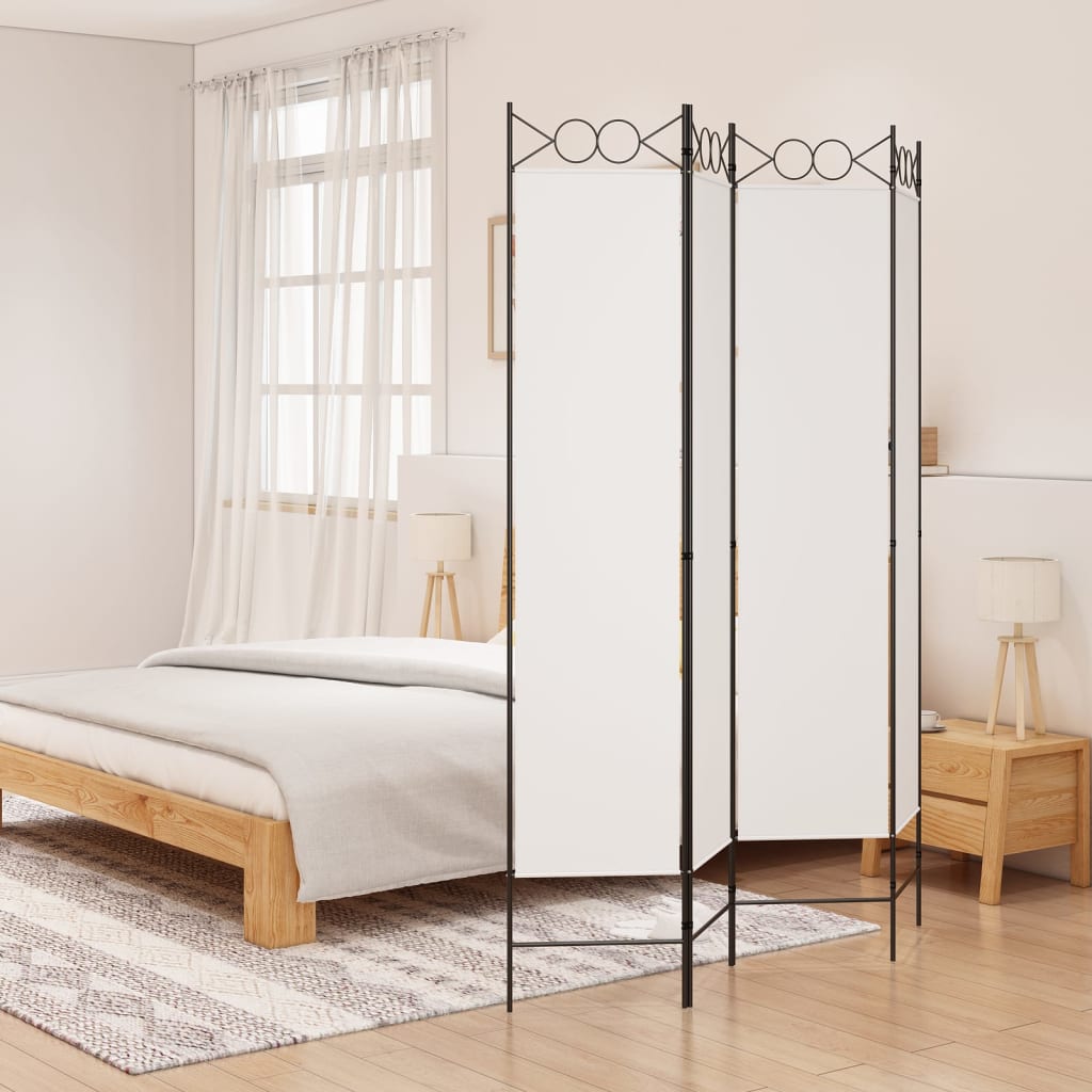 Berkfield 4-Panel Room Divider White 160x200 cm Fabric