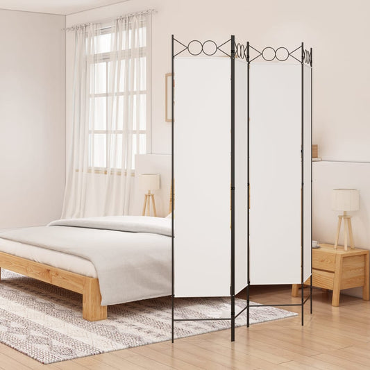 Berkfield 4-Panel Room Divider White 160x200 cm Fabric
