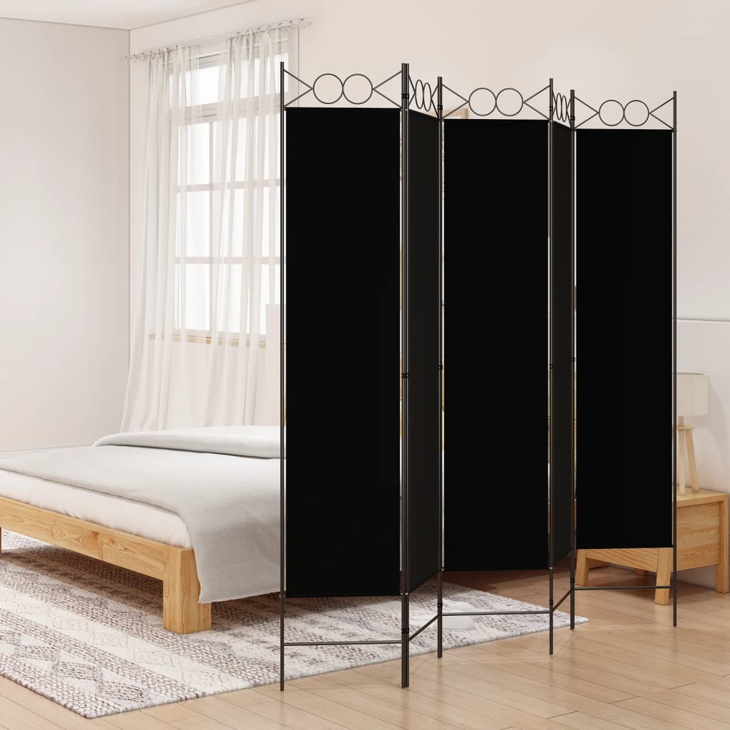 Berkfield 5-Panel Room Divider Black 200x200 cm Fabric