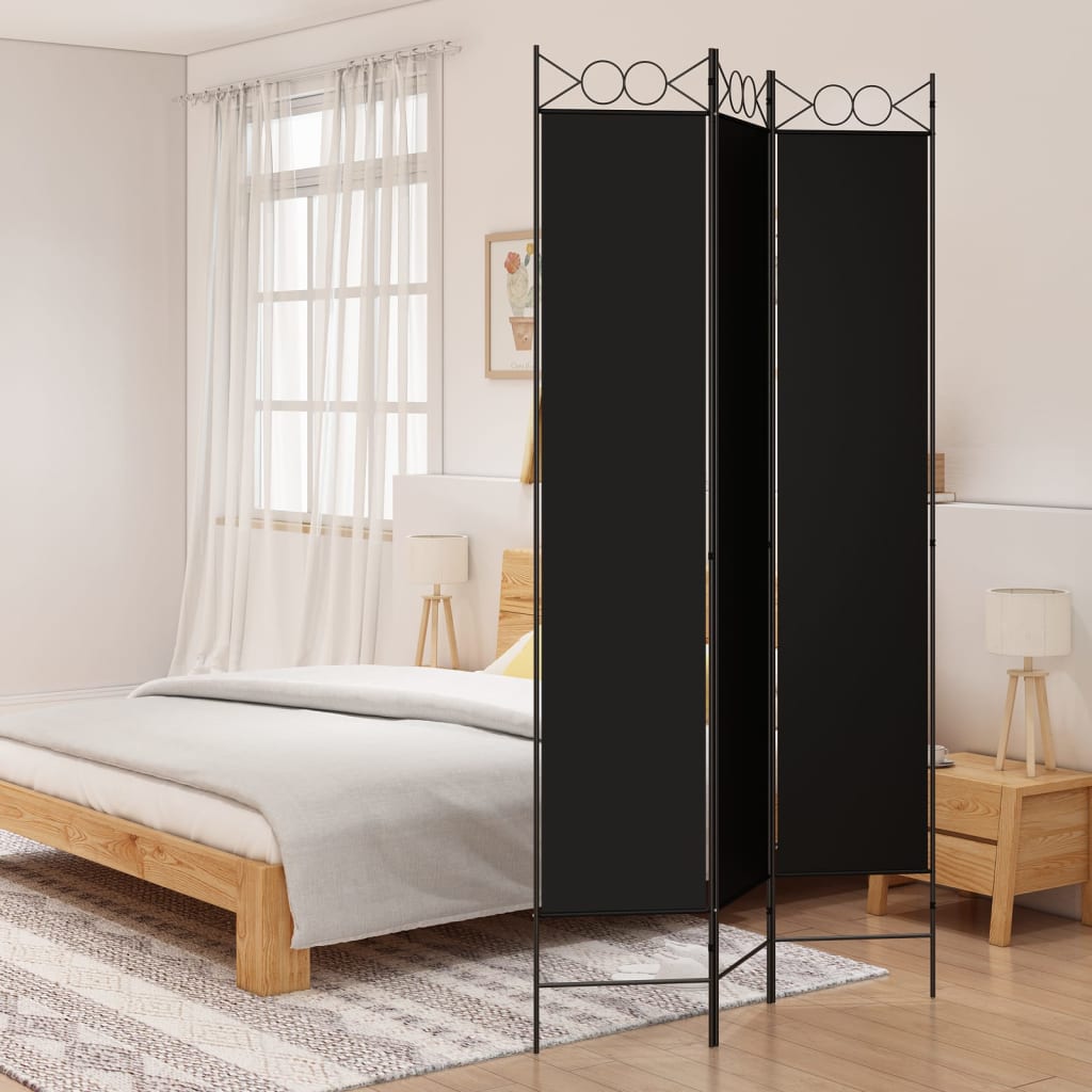 Berkfield 3-Panel Room Divider Black 120x220 cm Fabric