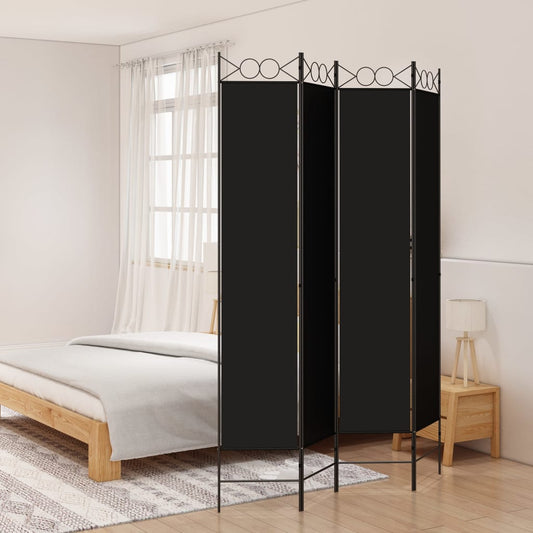 Berkfield 4-Panel Room Divider Black 160x220 cm Fabric