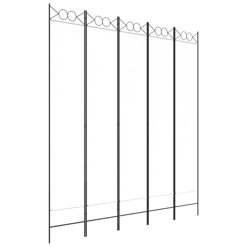 Berkfield 5-Panel Room Divider White 200x220 cm Fabric