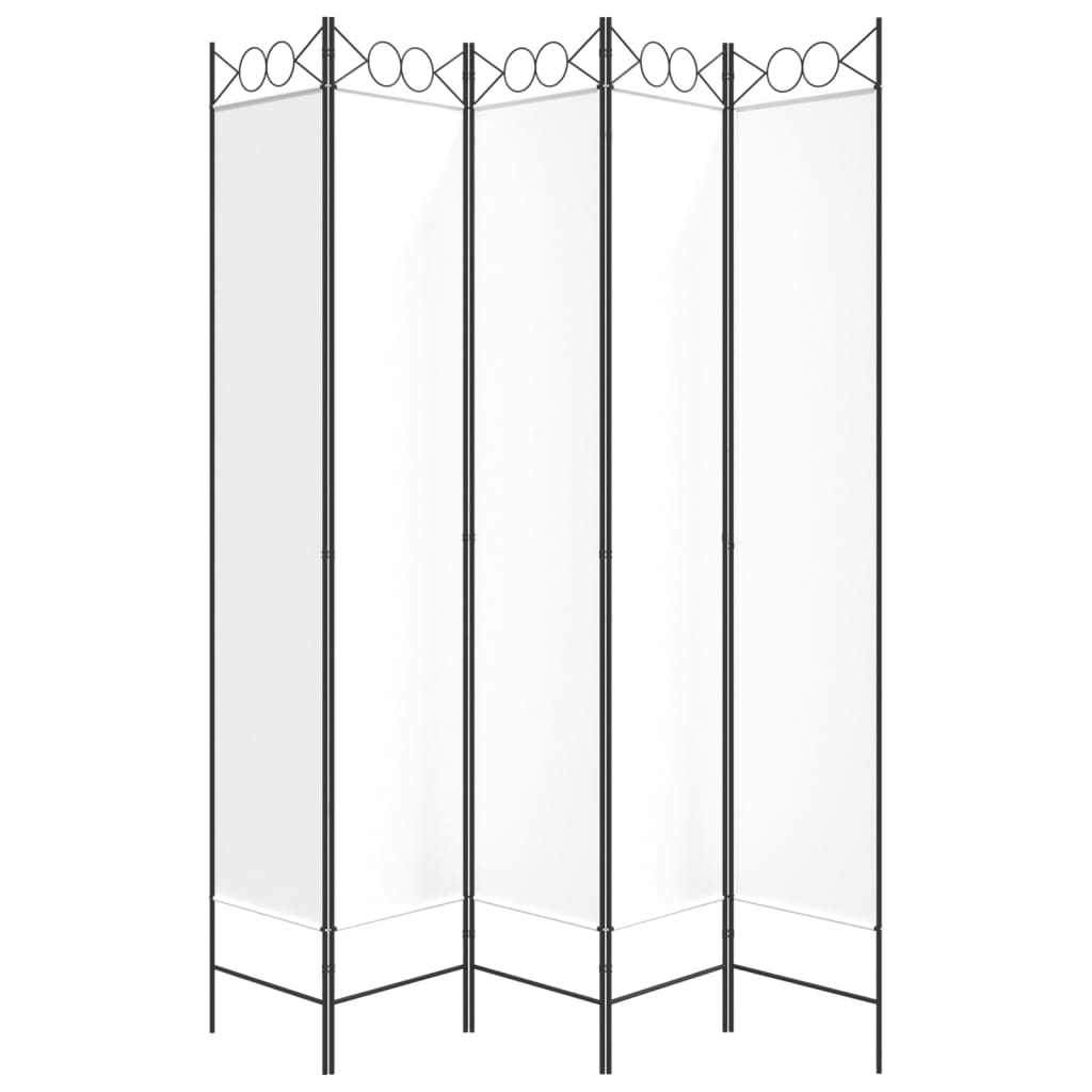 Berkfield 5-Panel Room Divider White 200x220 cm Fabric