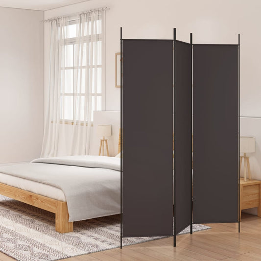 Berkfield 3-Panel Room Divider Brown 150x200 cm Fabric