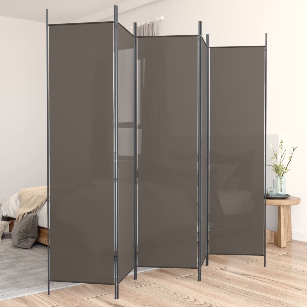 Berkfield 5-Panel Room Divider Anthracite 250x200 cm Fabric