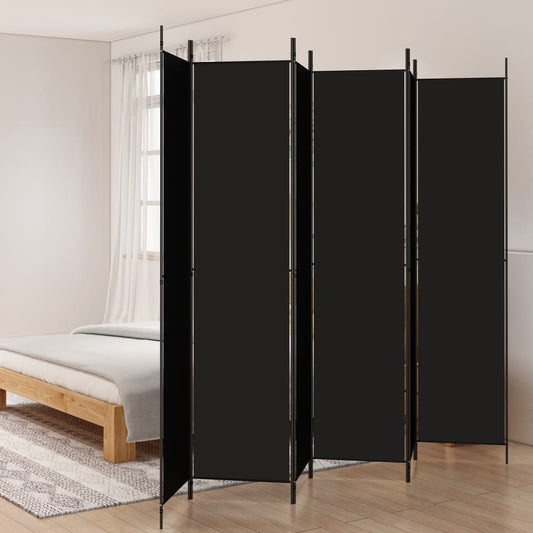Berkfield 6-Panel Room Divider Black 300x220 cm Fabric
