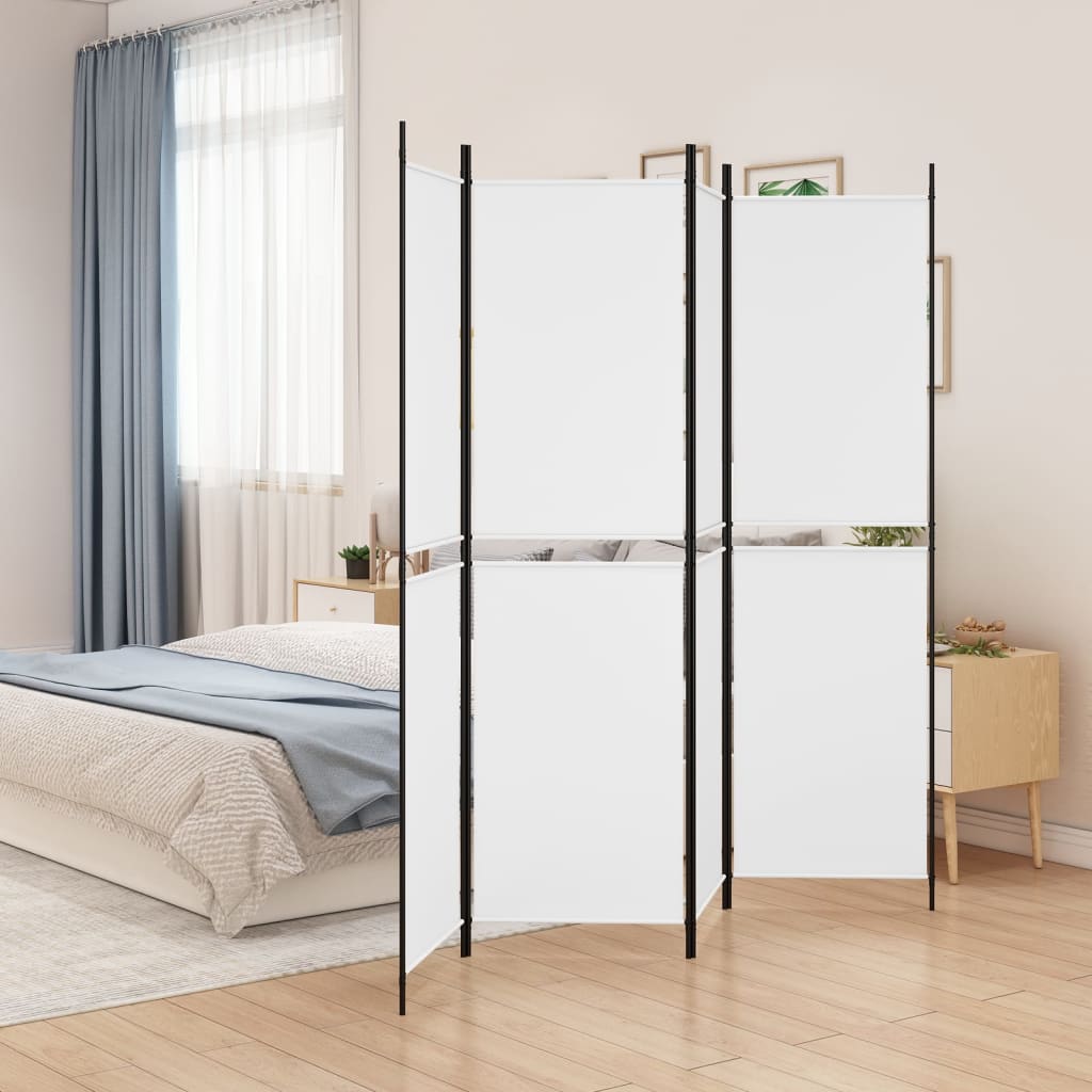 Berkfield 4-Panel Room Divider White 200x200 cm Fabric