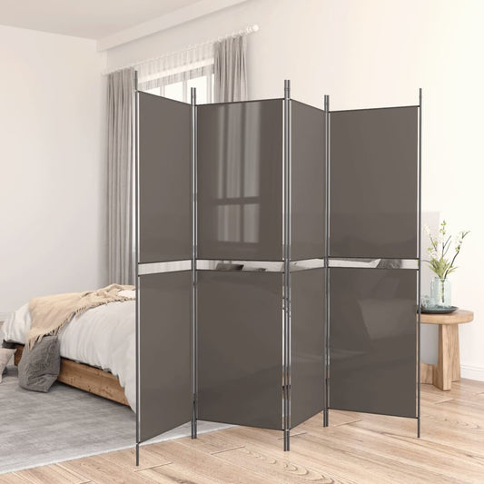 Berkfield 4-Panel Room Divider Anthracite 200x200 cm Fabric