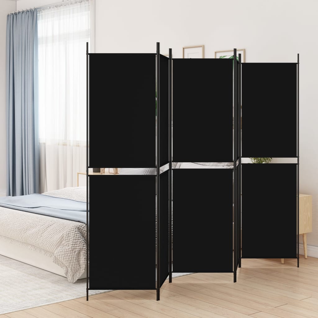 Berkfield 5-Panel Room Divider Black 250x200 cm Fabric