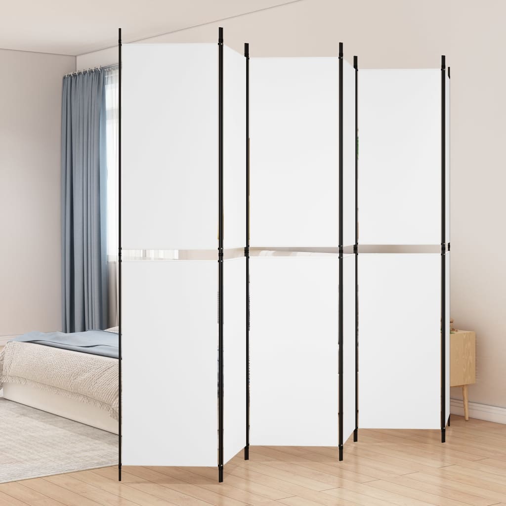 Berkfield 6-Panel Room Divider White 300x220 cm Fabric