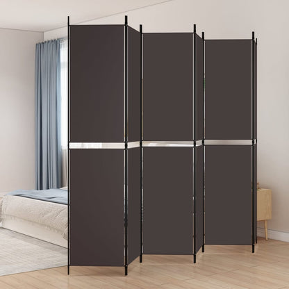 Berkfield 6-Panel Room Divider Brown 300x220 cm Fabric