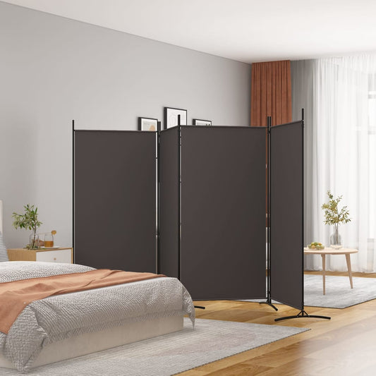 Berkfield 4-Panel Room Divider Brown 346x180 cm Fabric