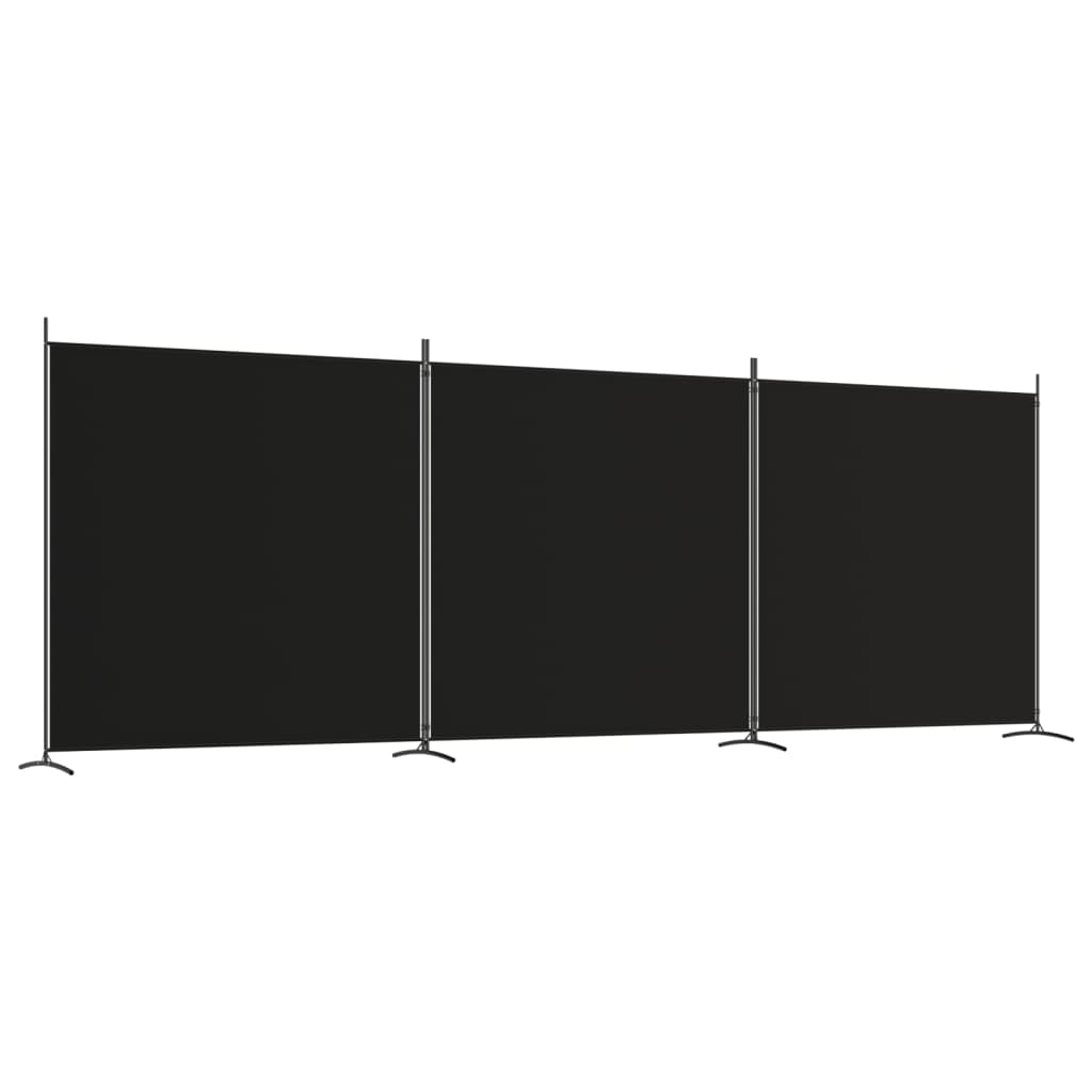 Berkfield 3-Panel Room Divider Black 525x180 cm Fabric