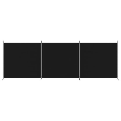 Berkfield 3-Panel Room Divider Black 525x180 cm Fabric
